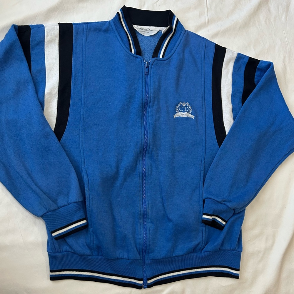 Christian Dior Blue Jacket with Black and White Stripes size M